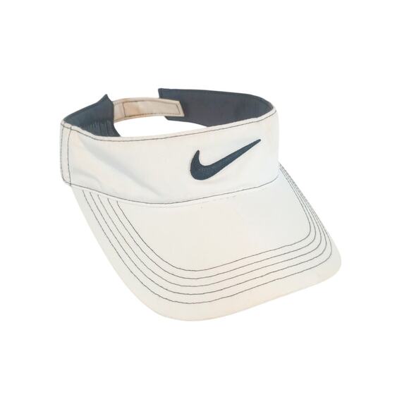 NIKE GOLF ADJUSTABLE VELCRO STRAP VISOR WHITE NIKE SWOOSH - Picture 1 of 8